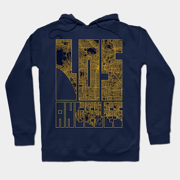 Los Angeles, USA City Map Typography - Gold Art Deco Hoodie by deMAP Studio